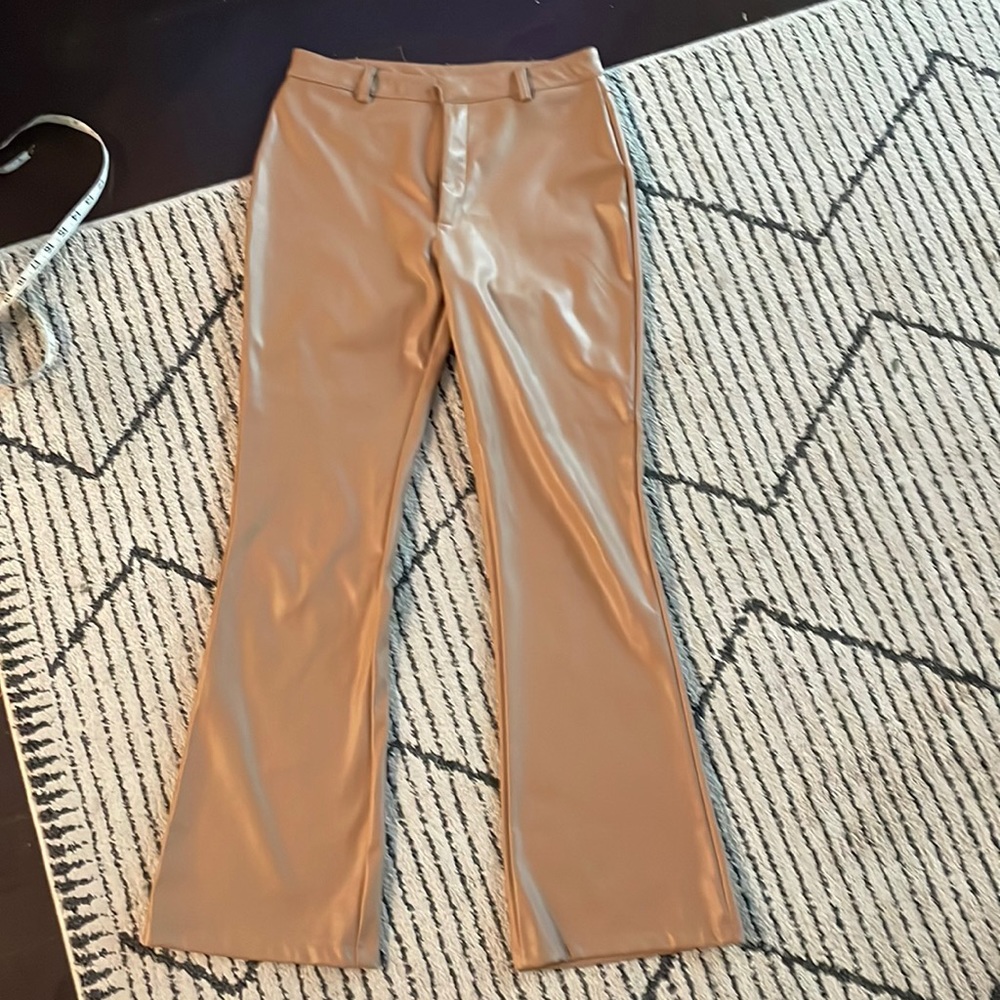Faux leather ankle high waisted pants